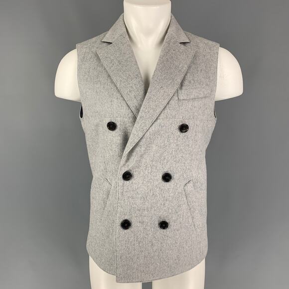 SUIT SUPPLY Size M Grey Quilted Cashmere Notch Lapel Vest - Picture 1 of 6